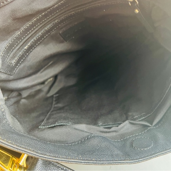 MILLY BLACK LEATHER HOBO BAG GOLD ACCENT ZIPPER DESIGN SHOULDER BAG - Picture 6 of 12